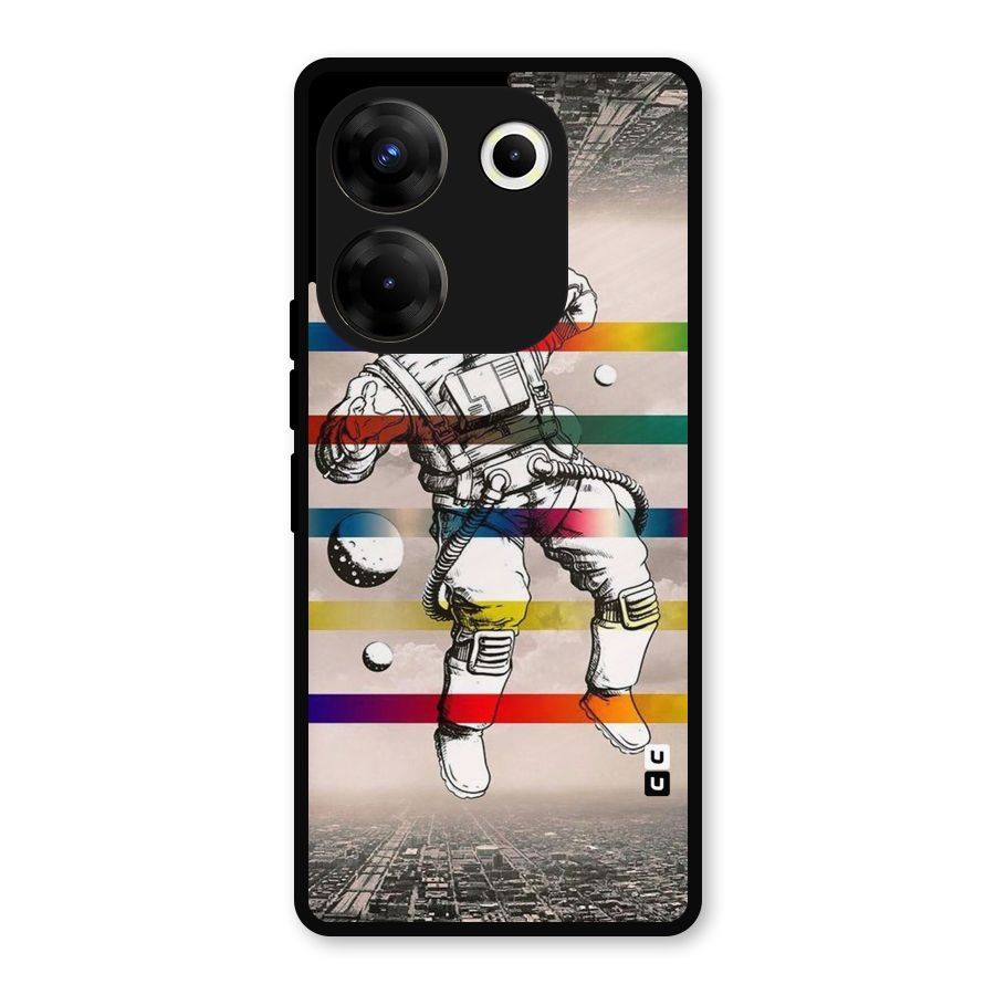 Spaceman Rainbow Stripes Metal Back Case for Tecno Camon 20 Pro