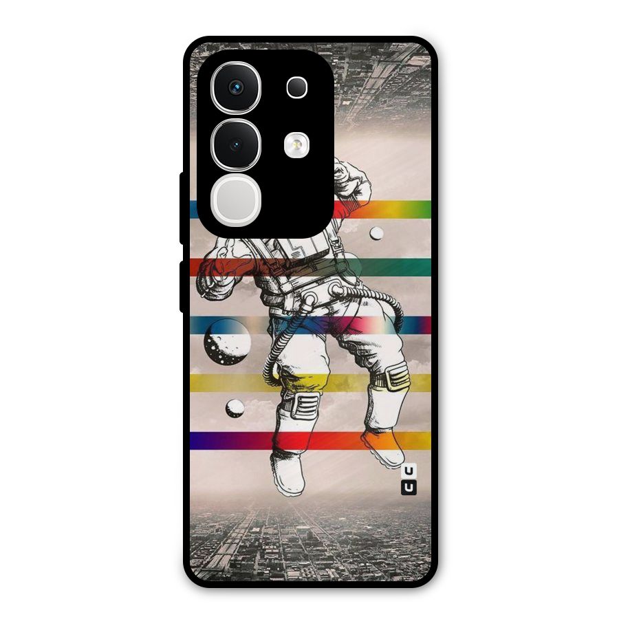 Spaceman Rainbow Stripes Metal Back Case for Vivo T4x