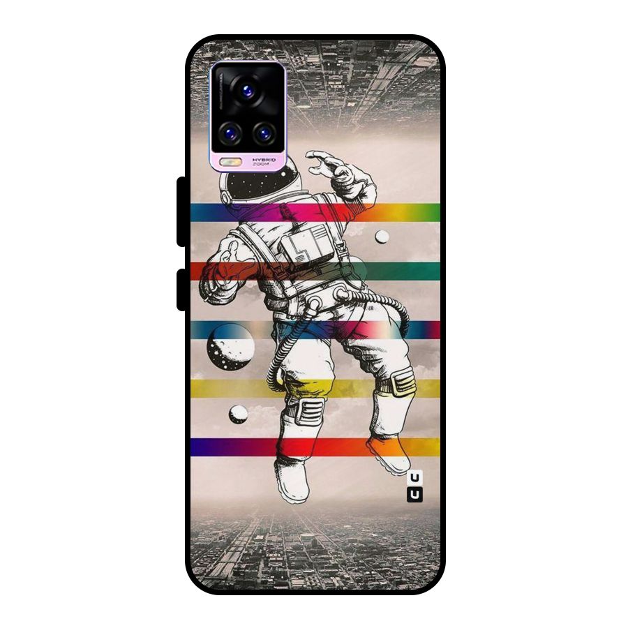 Spaceman Rainbow Stripes Metal Back Case for Vivo V20 Pro
