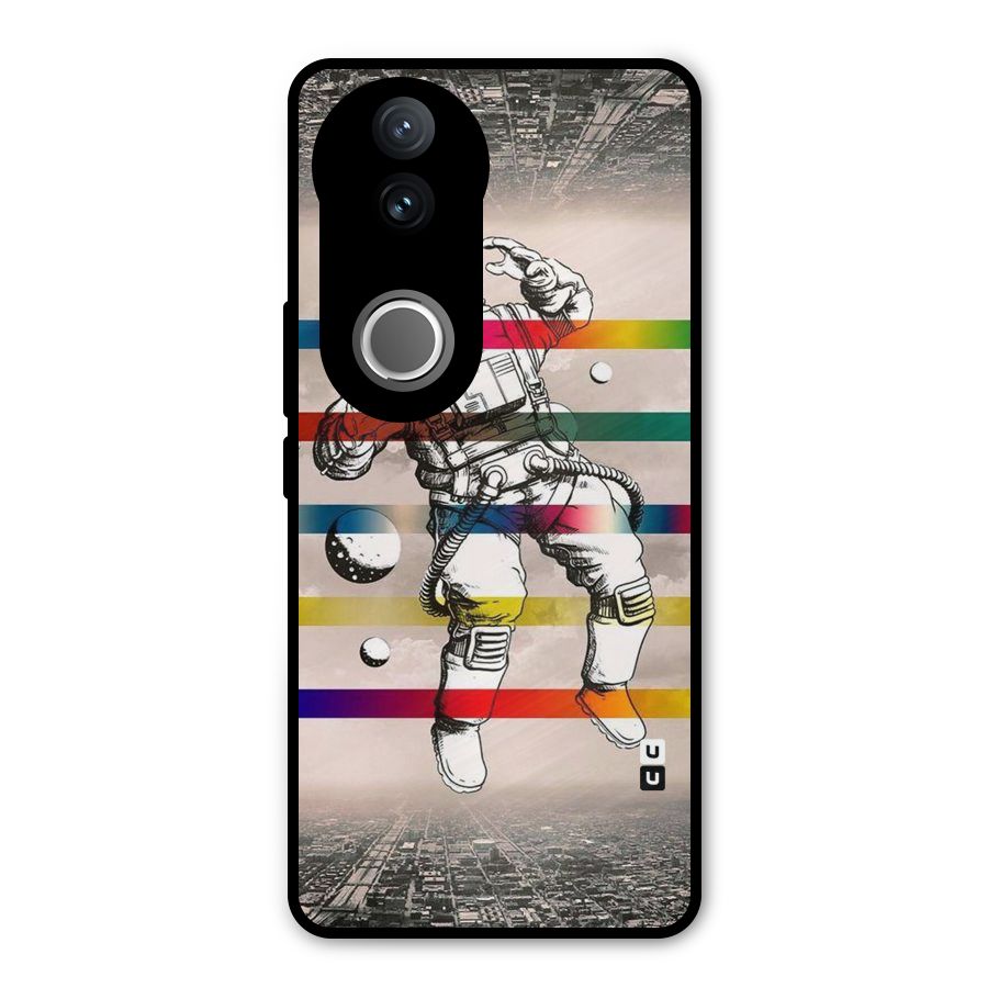Spaceman Rainbow Stripes Metal Back Case for Vivo V50e