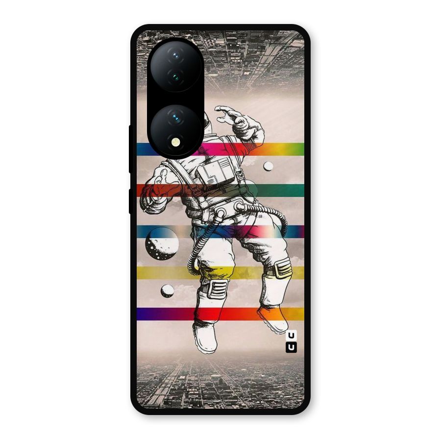 Spaceman Rainbow Stripes Metal Back Case for Vivo Y100a