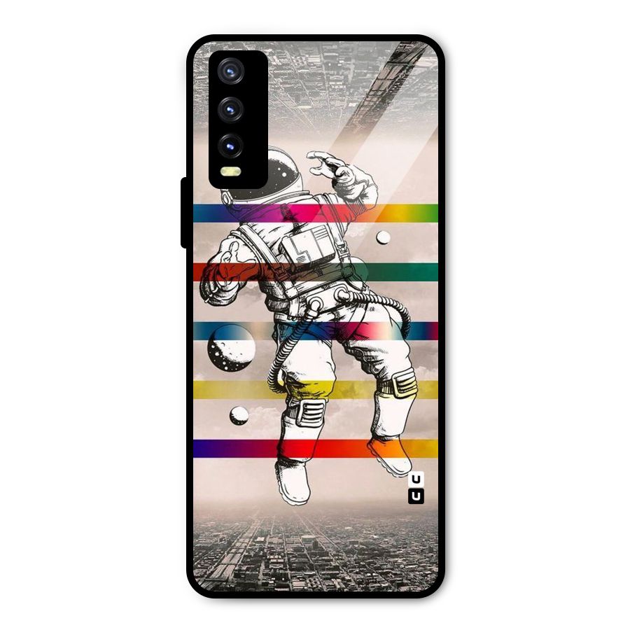 Spaceman Rainbow Stripes Metal Back Case for Vivo Y20i