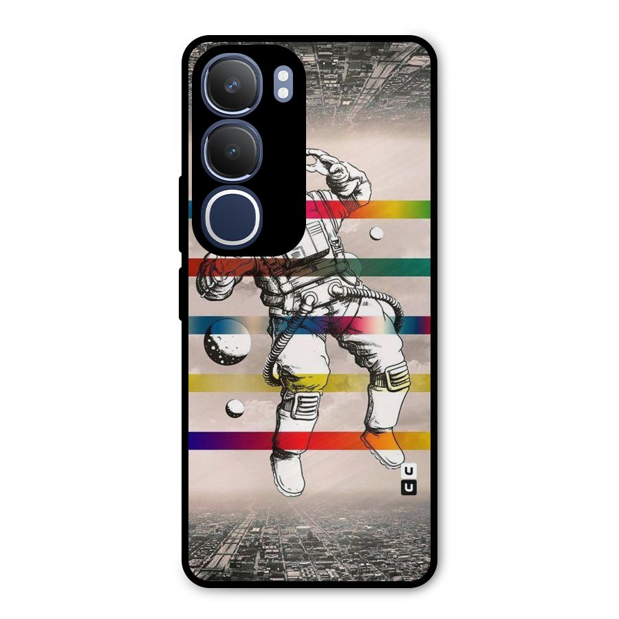 Spaceman Rainbow Stripes Metal Back Case for Vivo Y29