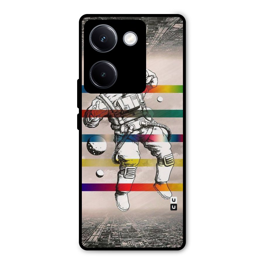 Spaceman Rainbow Stripes Metal Back Case for Vivo Y300 Plus