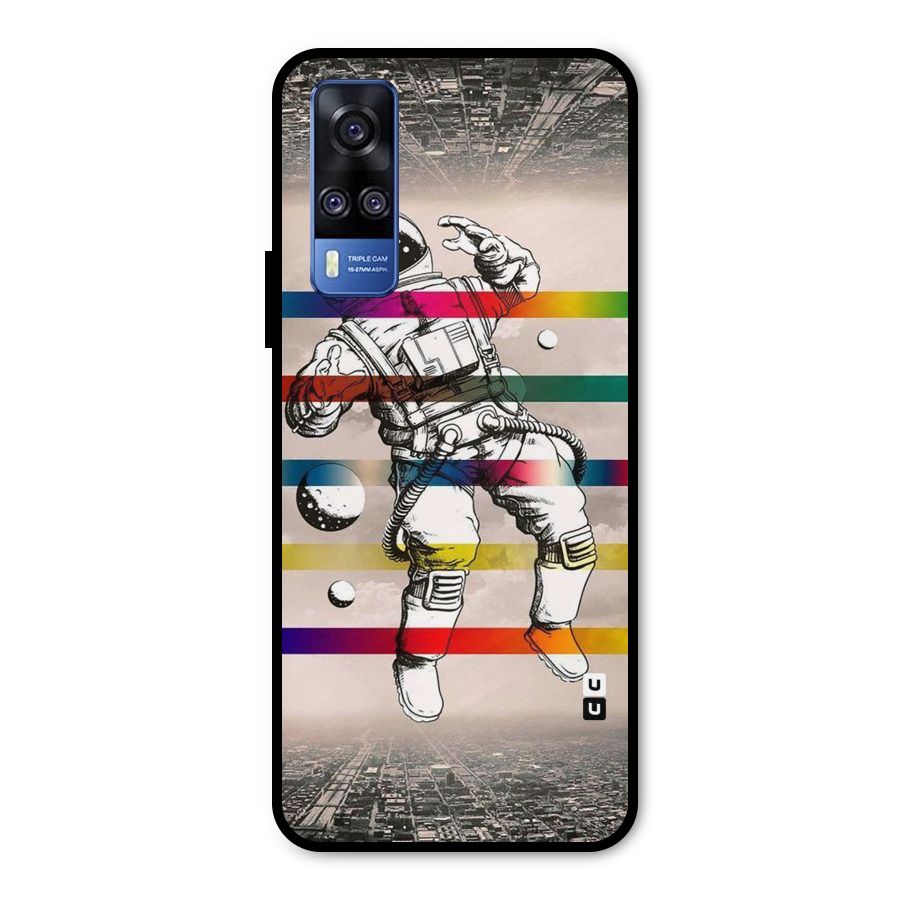 Spaceman Rainbow Stripes Metal Back Case for Vivo Y31