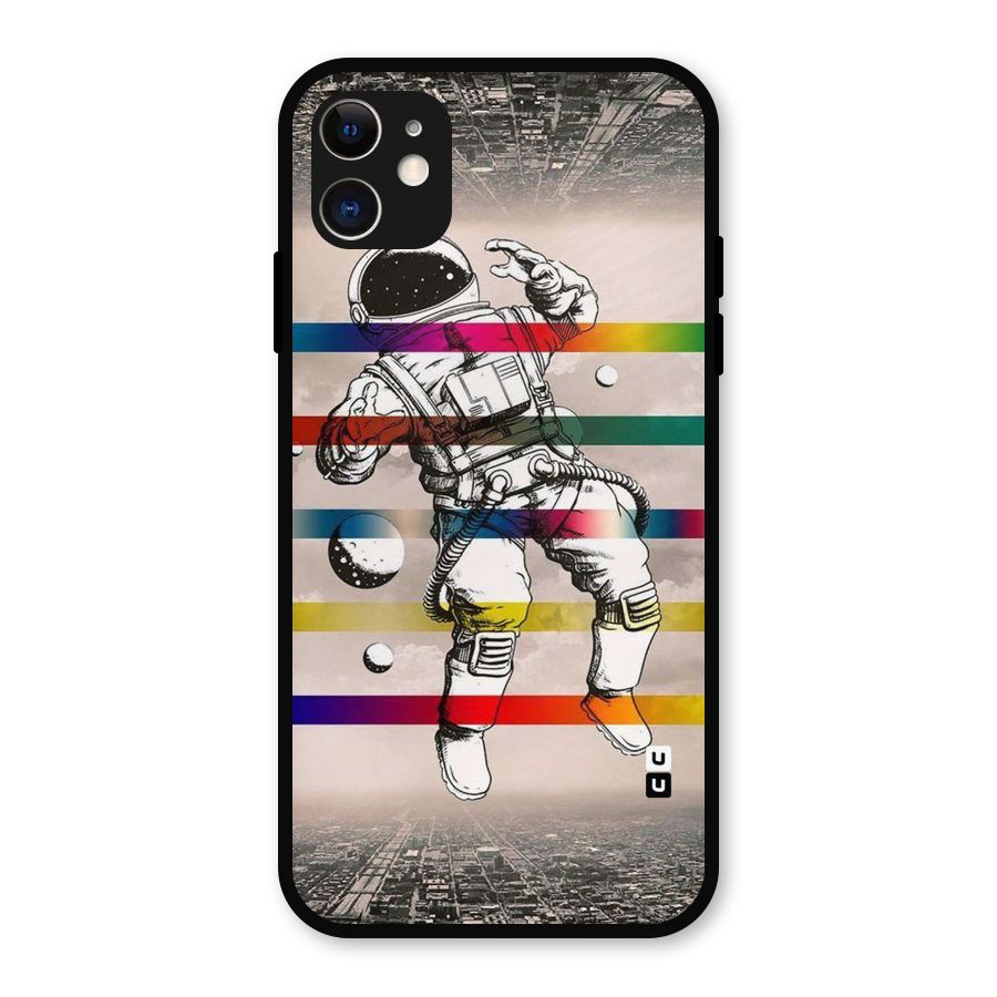 Spaceman Rainbow Stripes Metal Back Case for iPhone 11