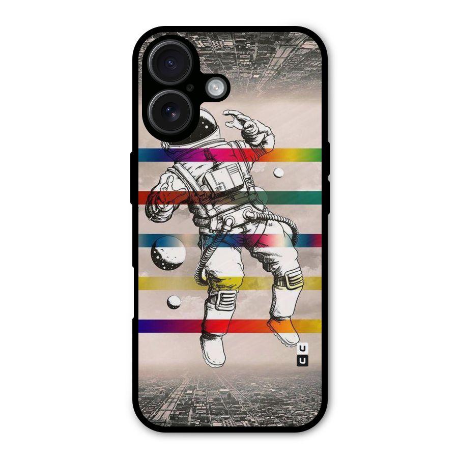 Spaceman Rainbow Stripes Metal Back Case for iPhone 16