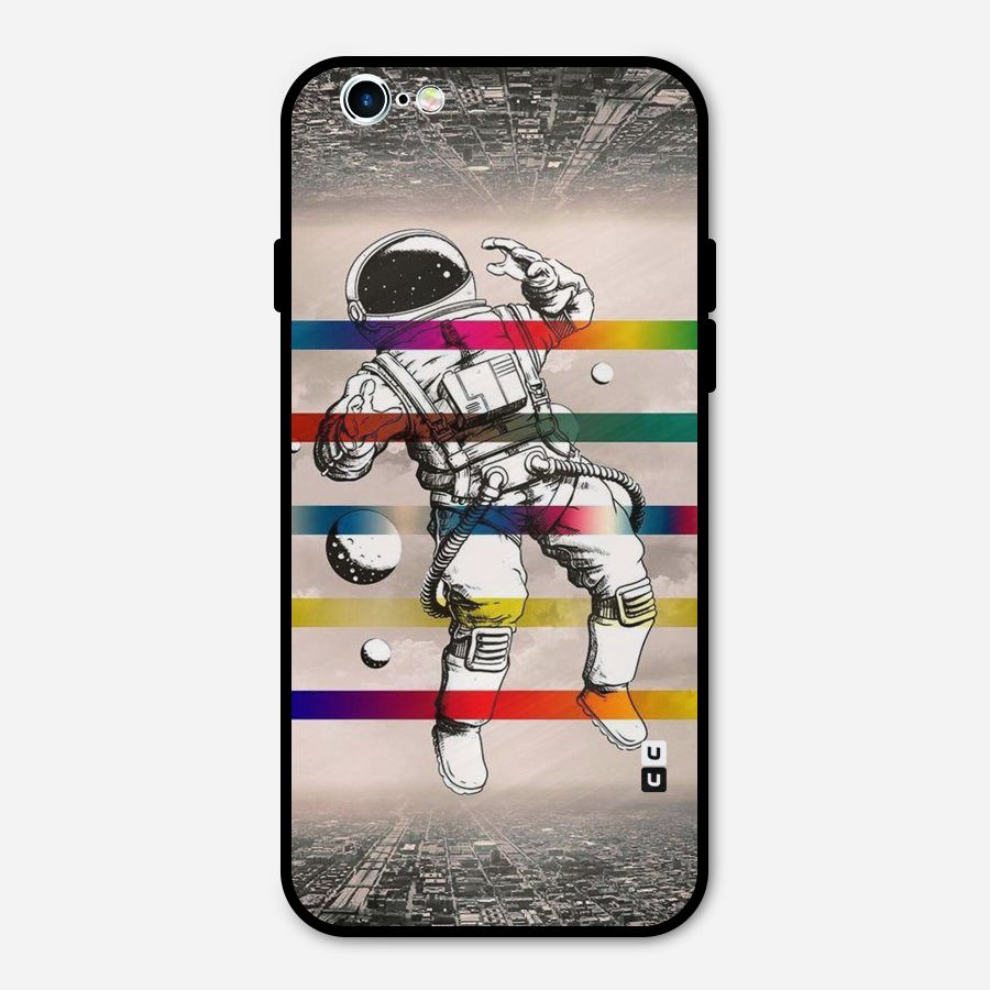 Spaceman Rainbow Stripes Metal Back Case for iPhone 6 6s