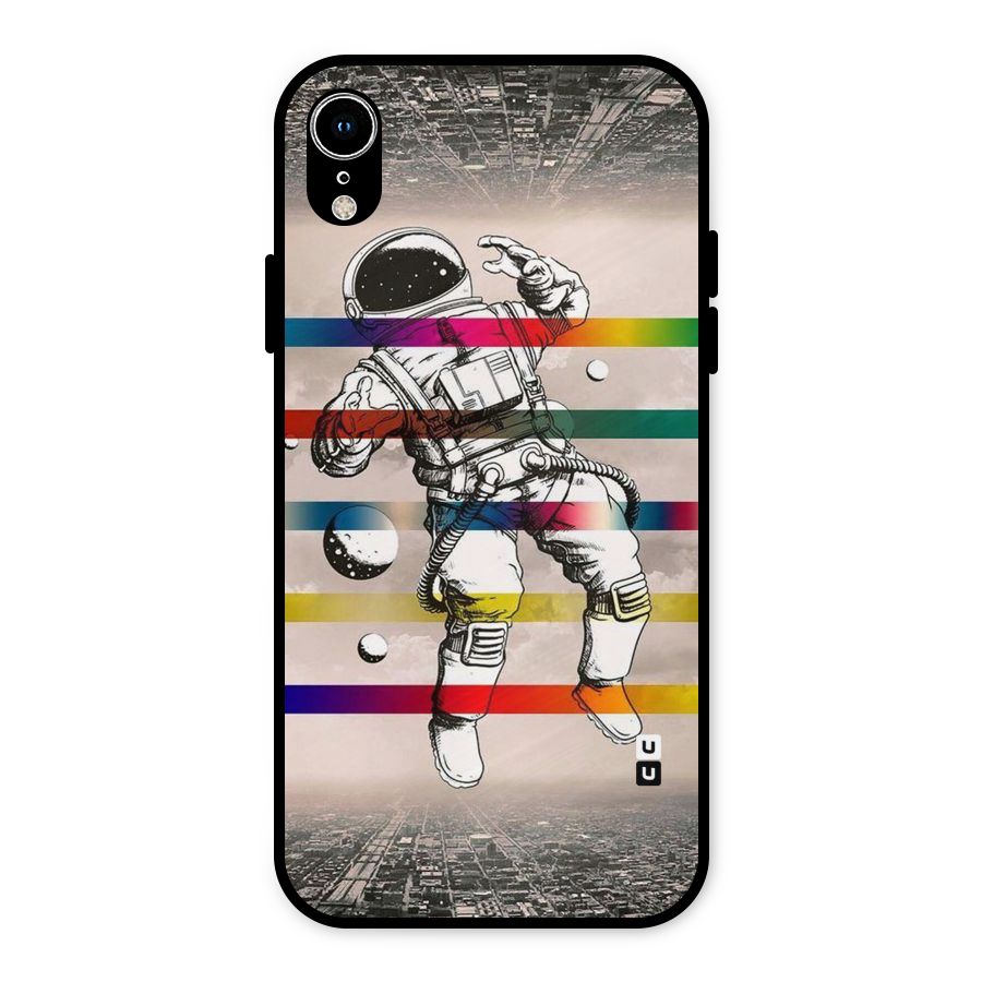 Spaceman Rainbow Stripes Metal Back Case for iPhone XR