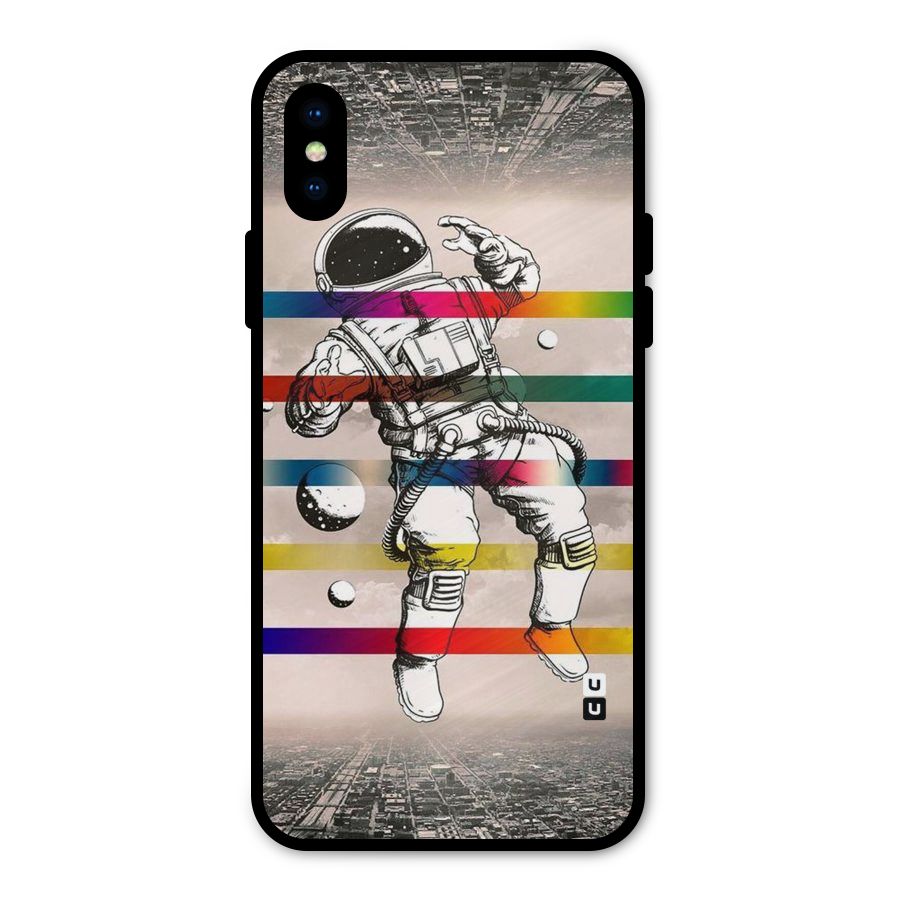 Spaceman Rainbow Stripes Metal Back Case for iPhone XS