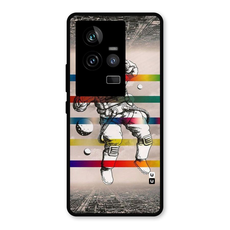 Spaceman Rainbow Stripes Metal Back Case for iQOO 11 5G