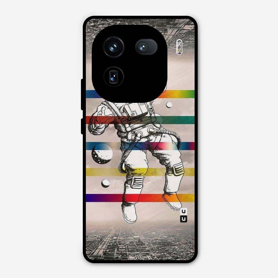 Spaceman Rainbow Stripes Metal Back Case for iQOO 12
