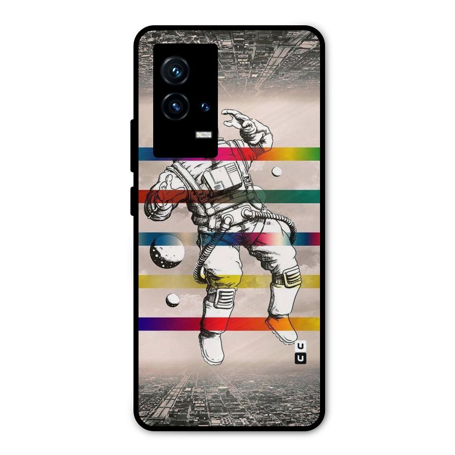 Spaceman Rainbow Stripes Metal Back Case for iQOO 9 5G