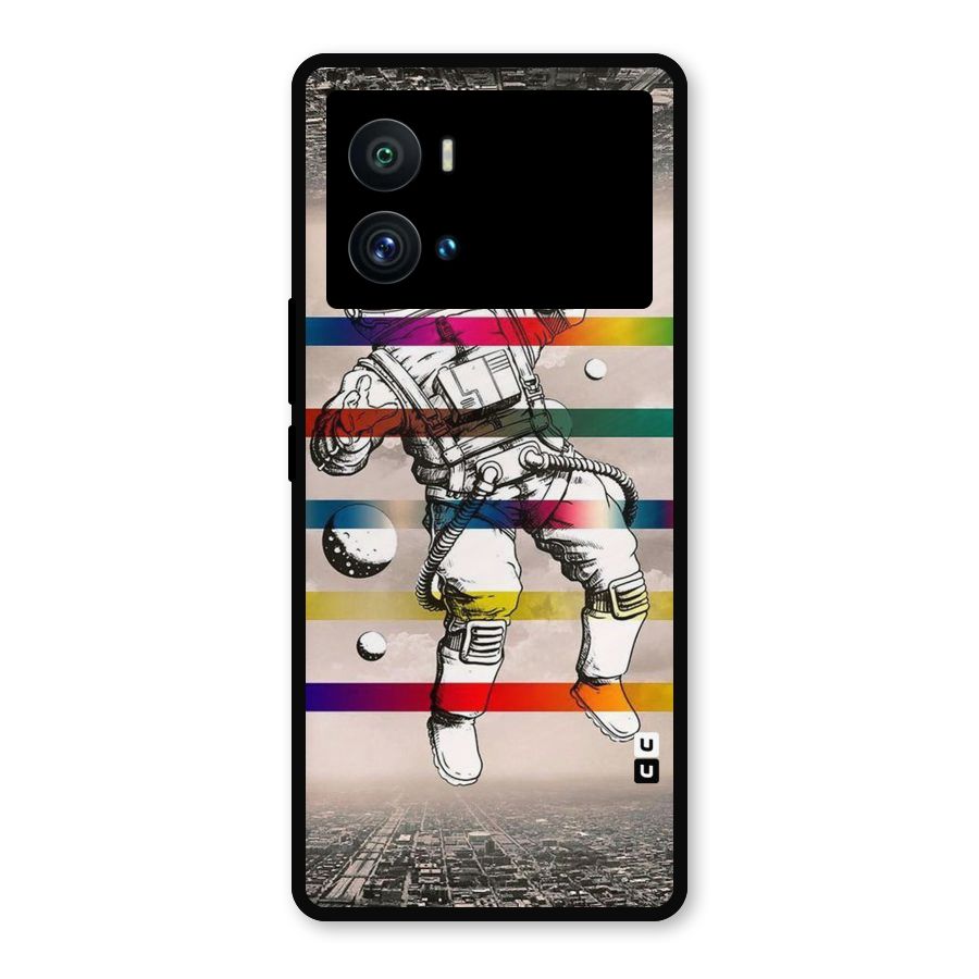 Spaceman Rainbow Stripes Metal Back Case for iQOO 9 Pro