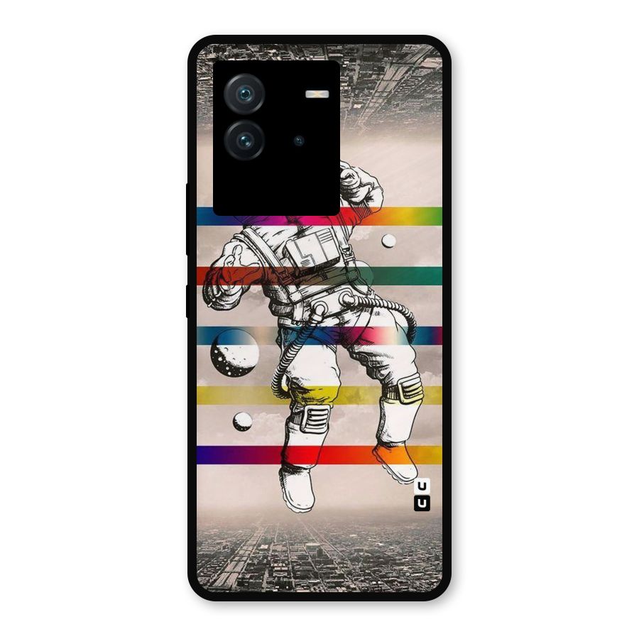 Spaceman Rainbow Stripes Metal Back Case for iQOO Neo 6 5G