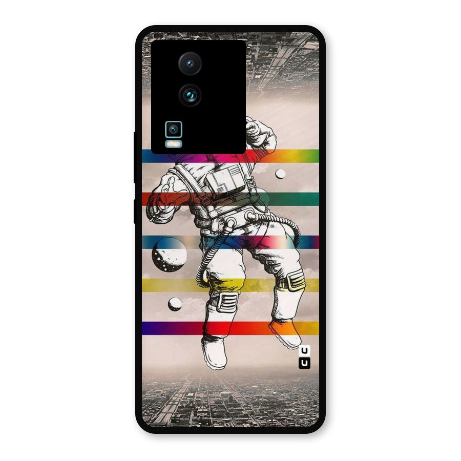 Spaceman Rainbow Stripes Metal Back Case for iQOO Neo 7 Pro