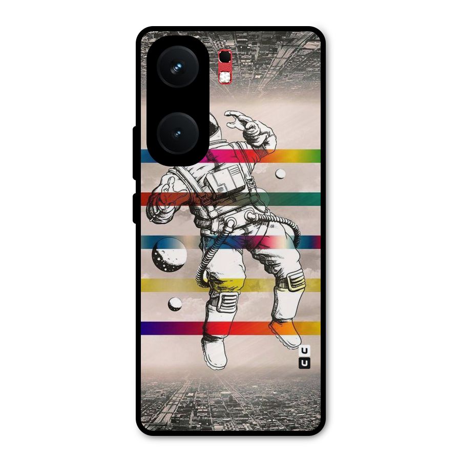 Spaceman Rainbow Stripes Metal Back Case for iQOO Neo 9 Pro
