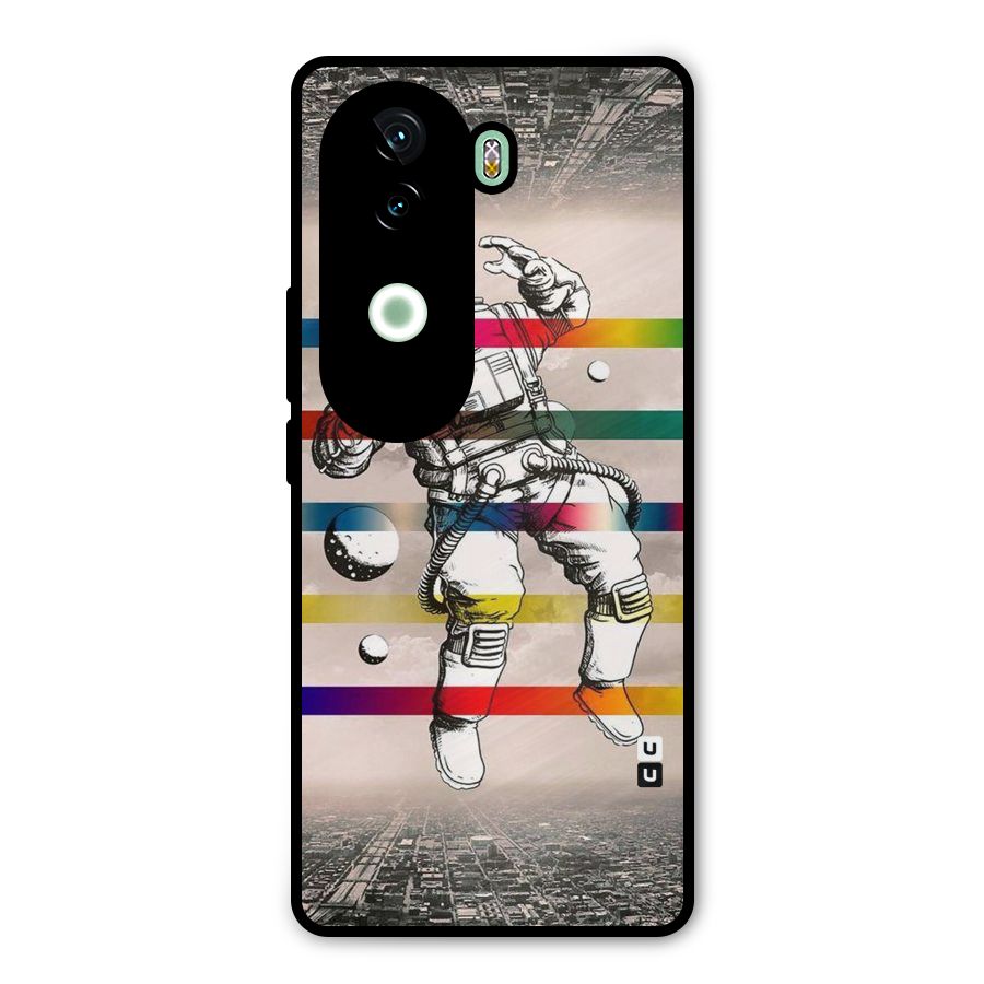 Spaceman Rainbow Stripes Metal Back Case for iQOO Z9s