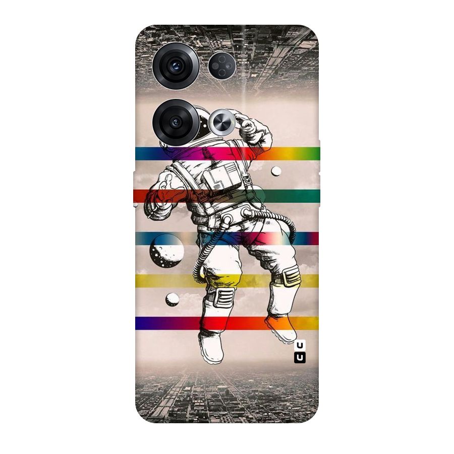 Spaceman Rainbow Stripes Original Polycarbonate Back Case for Oppo Reno8 Pro 5G