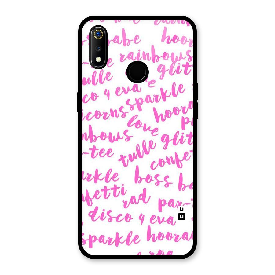 Sparkle Love Glass Back Case for Realme 3i