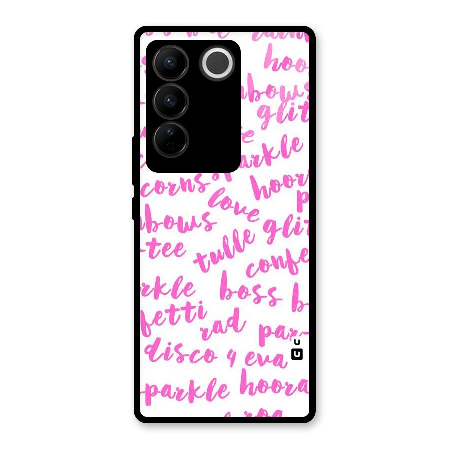Sparkle Love Glass Back Case for Vivo V27 Pro