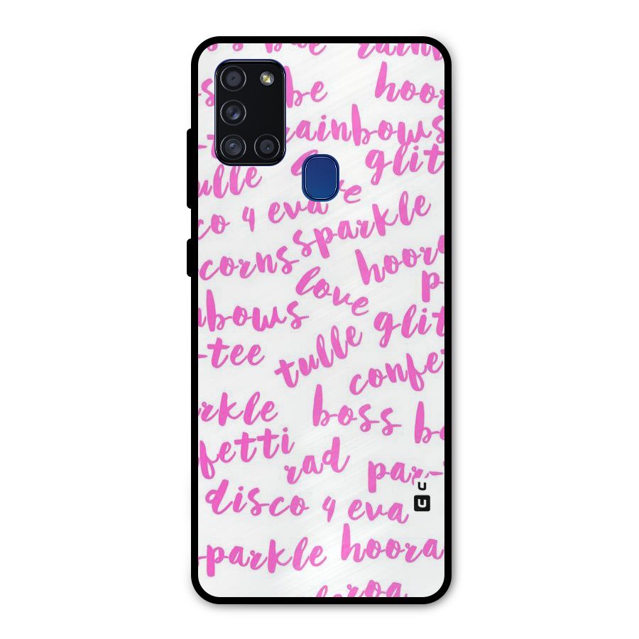 Sparkle Love Metal Back Case for Galaxy A21s