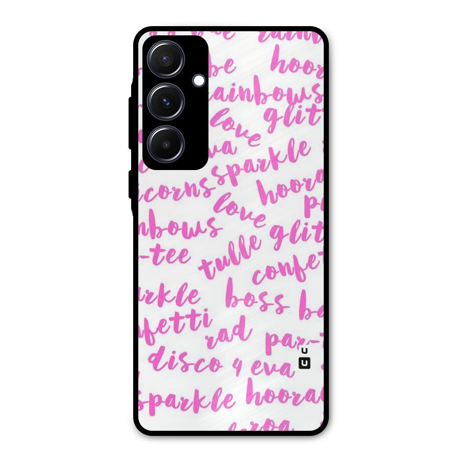 Sparkle Love Metal Back Case for Galaxy A55