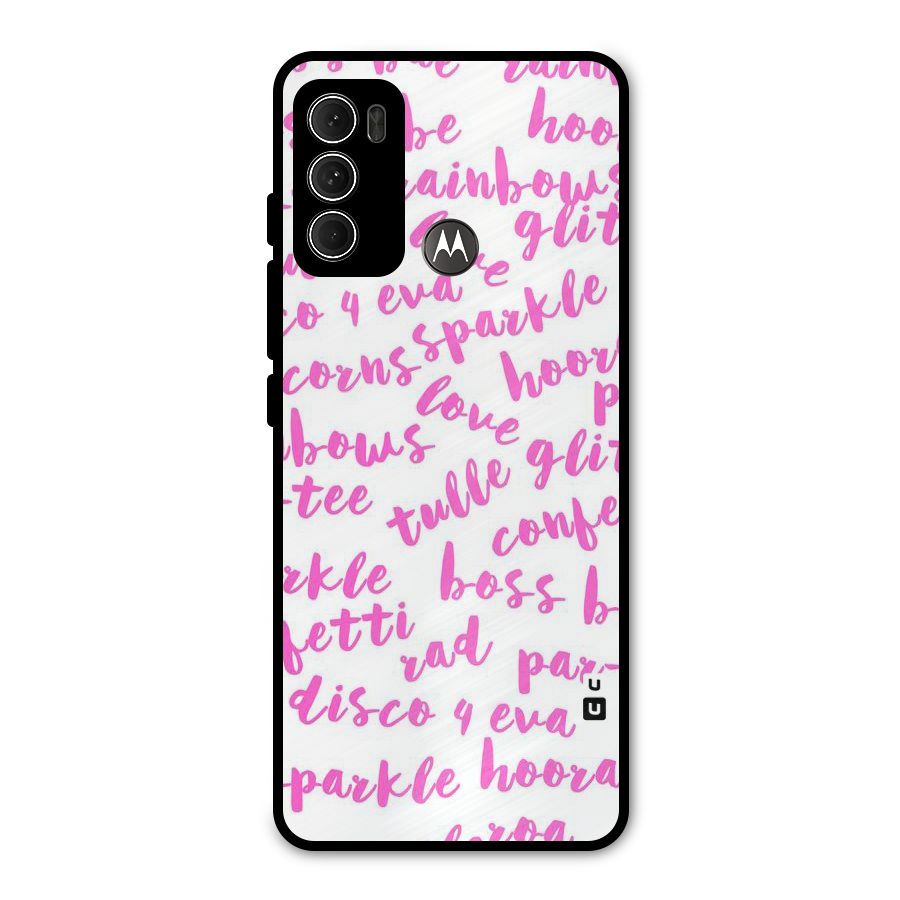 Sparkle Love Metal Back Case for Moto G60