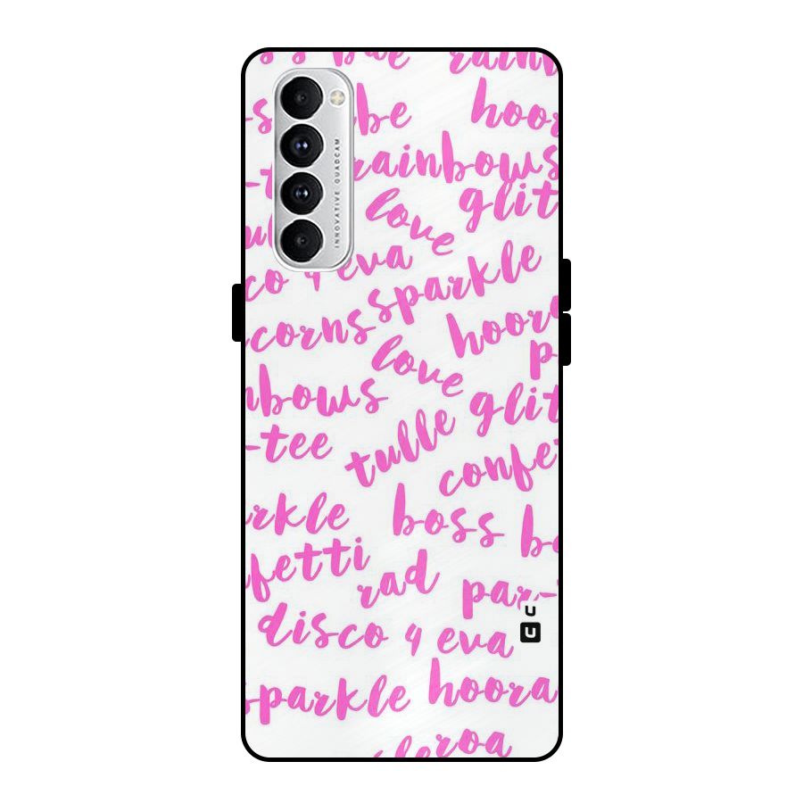 Sparkle Love Metal Back Case for Oppo Reno4 Pro