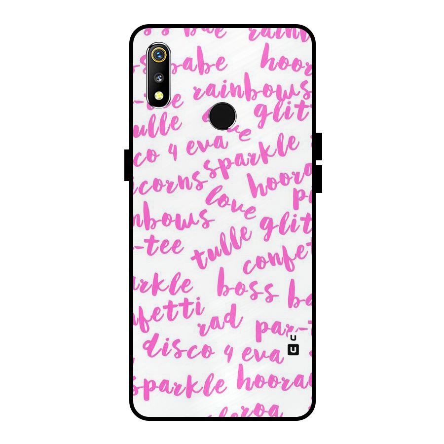 Sparkle Love Metal Back Case for Realme 3