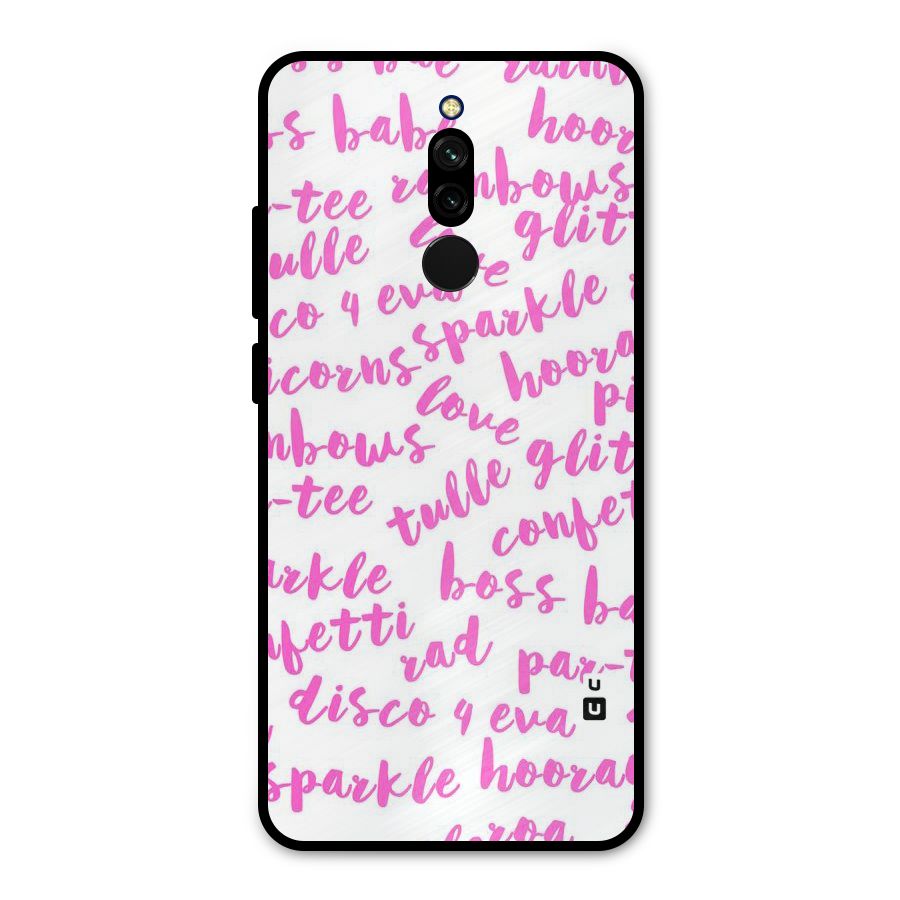 Sparkle Love Metal Back Case for Redmi 8