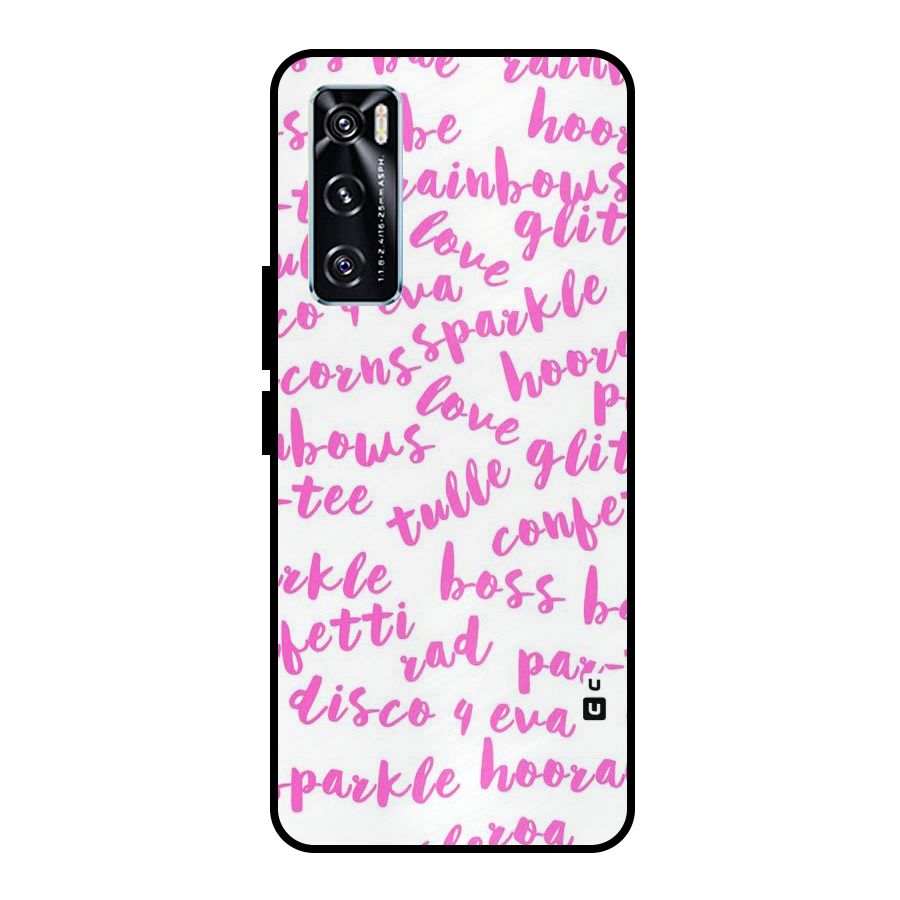 Sparkle Love Metal Back Case for Vivo V20 SE