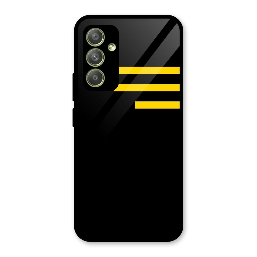 Sports Yellow Stripes Glass Back Case for Galaxy A54