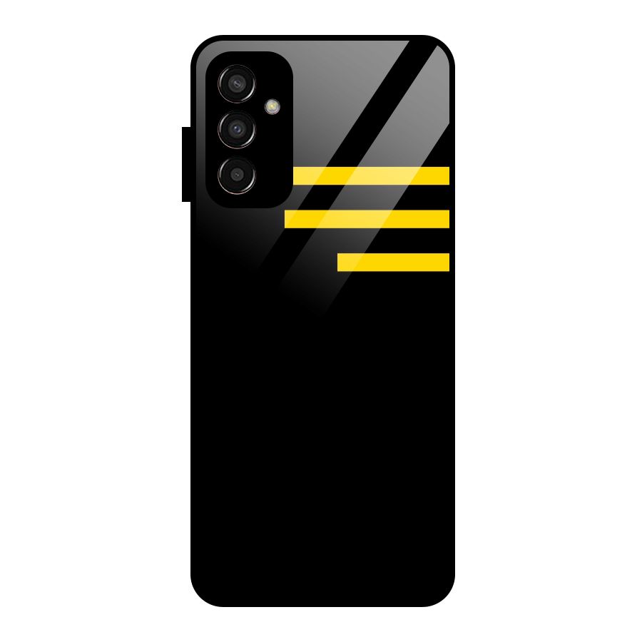 Sports Yellow Stripes Glass Back Case for Galaxy F13