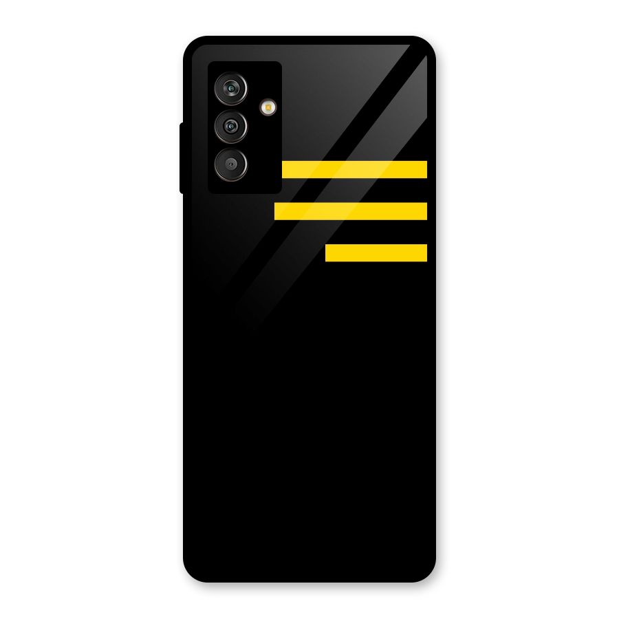 Sports Yellow Stripes Glass Back Case for Galaxy M13