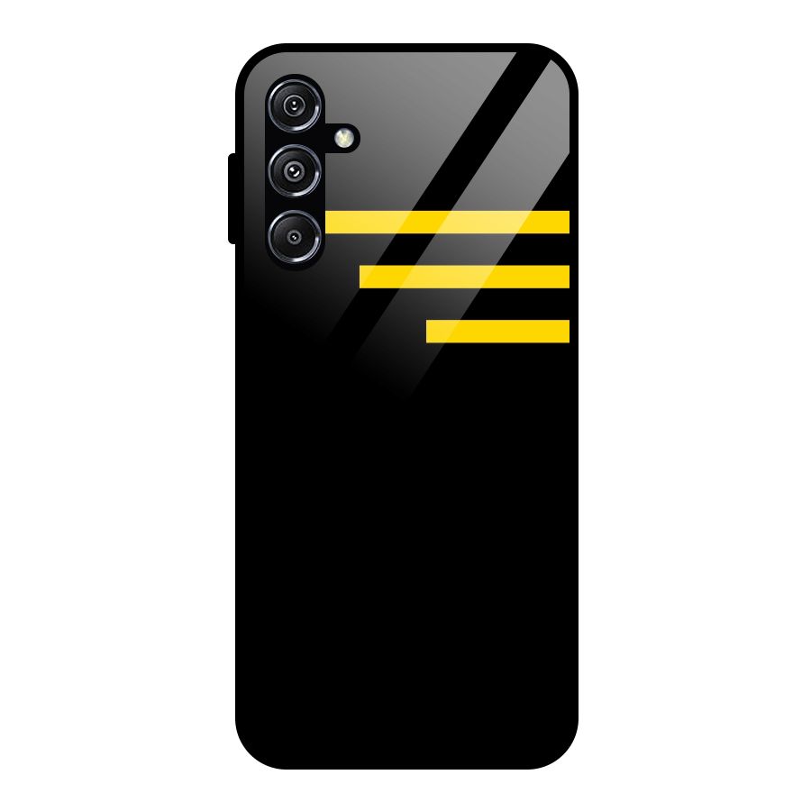 Sports Yellow Stripes Glass Back Case for Galaxy M34 5G
