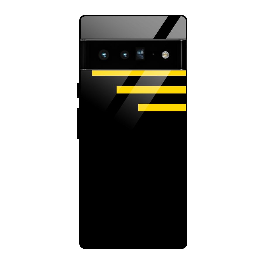Sports Yellow Stripes Glass Back Case for Google Pixel 6 Pro