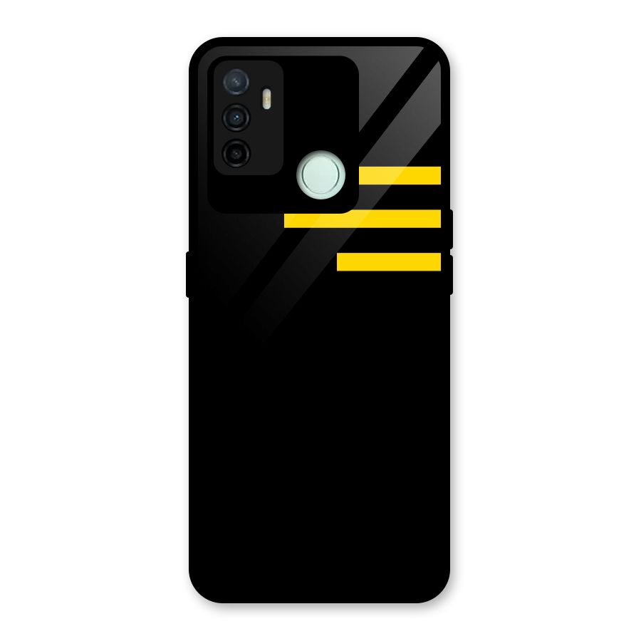 Sports Yellow Stripes Glass Back Case for Oppo A53