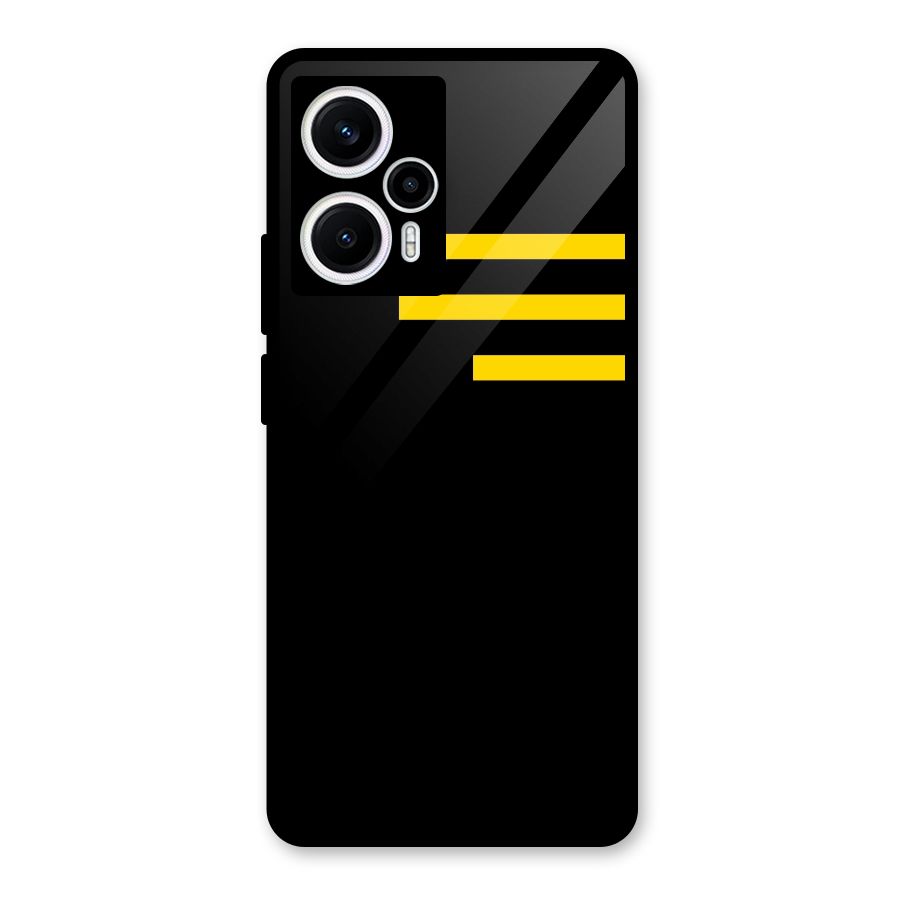 Sports Yellow Stripes Glass Back Case for Poco F5