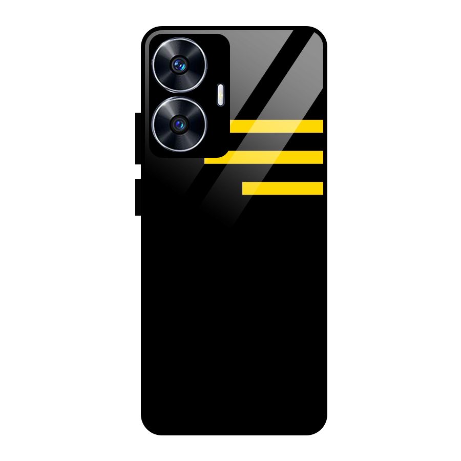 Sports Yellow Stripes Glass Back Case for Realme Narzo N55