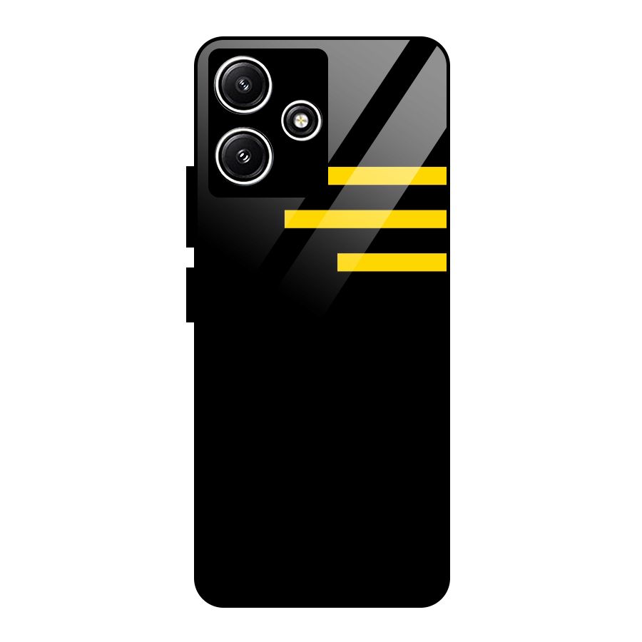 Sports Yellow Stripes Glass Back Case for Redmi 12 5G
