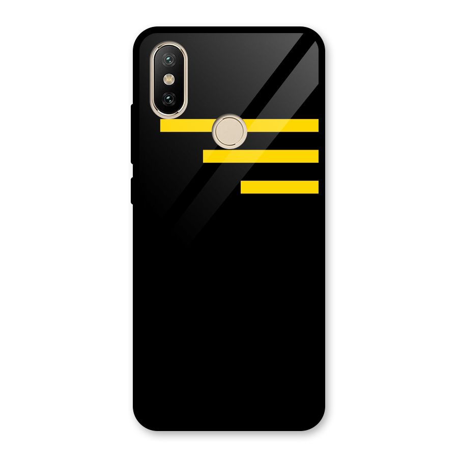Sports Yellow Stripes Glass Back Case for Redmi A2