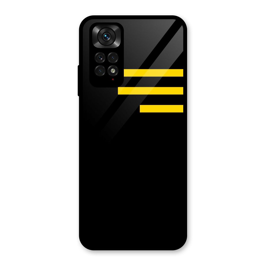 Sports Yellow Stripes Glass Back Case for Redmi Note 11S