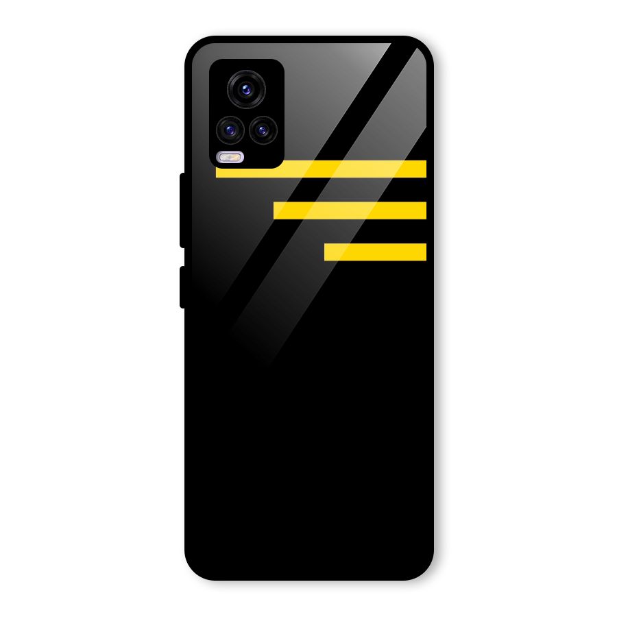 Sports Yellow Stripes Glass Back Case for Vivo V20 2021