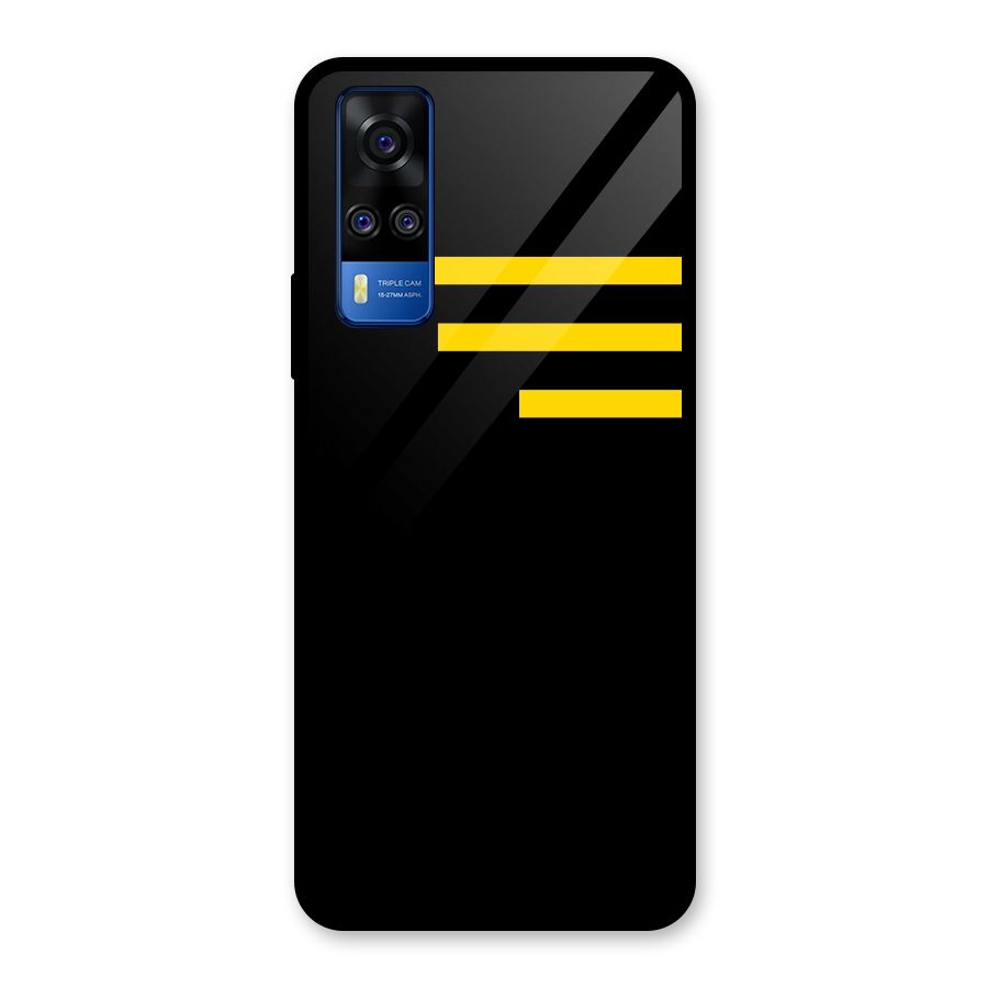 Sports Yellow Stripes Glass Back Case for Vivo Y31