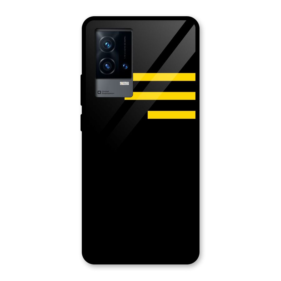 Sports Yellow Stripes Glass Back Case for iQOO 9 5G