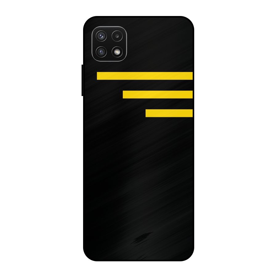 Sports Yellow Stripes Metal Back Case for Galaxy A22 5G