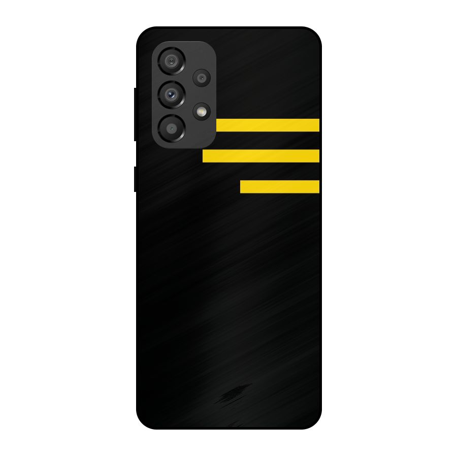 Sports Yellow Stripes Metal Back Case for Galaxy A33 5G