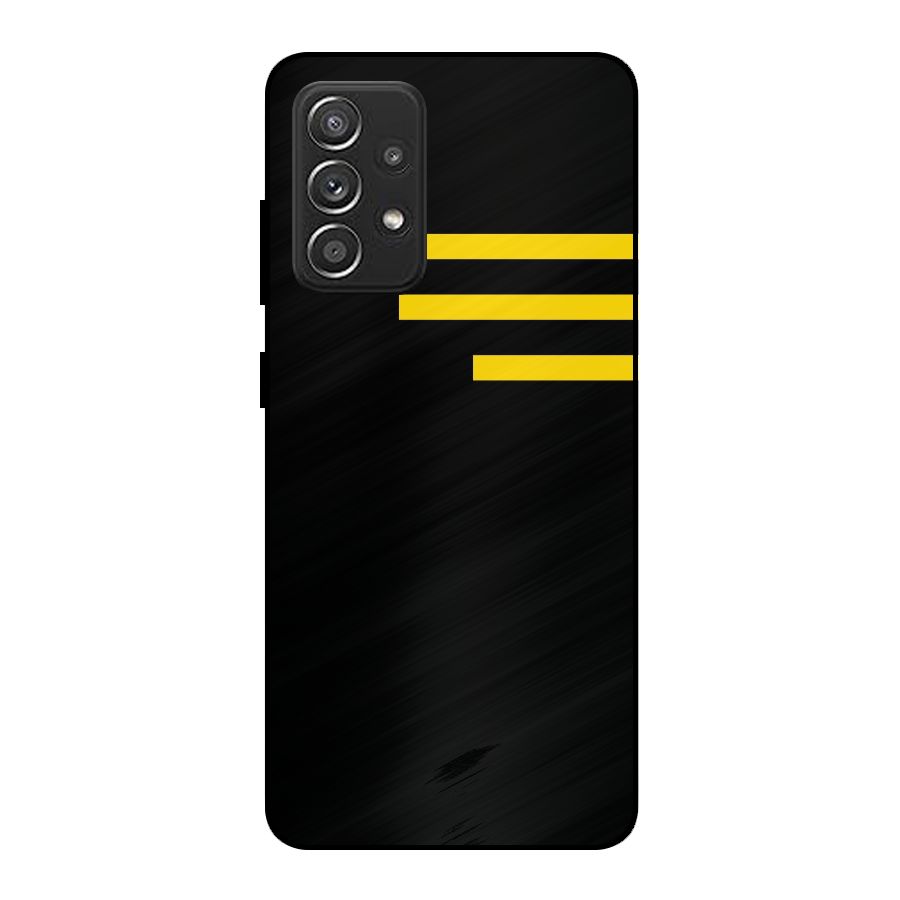 Sports Yellow Stripes Metal Back Case for Galaxy A52s 5G