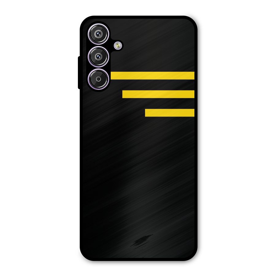 Sports Yellow Stripes Metal Back Case for Galaxy F15